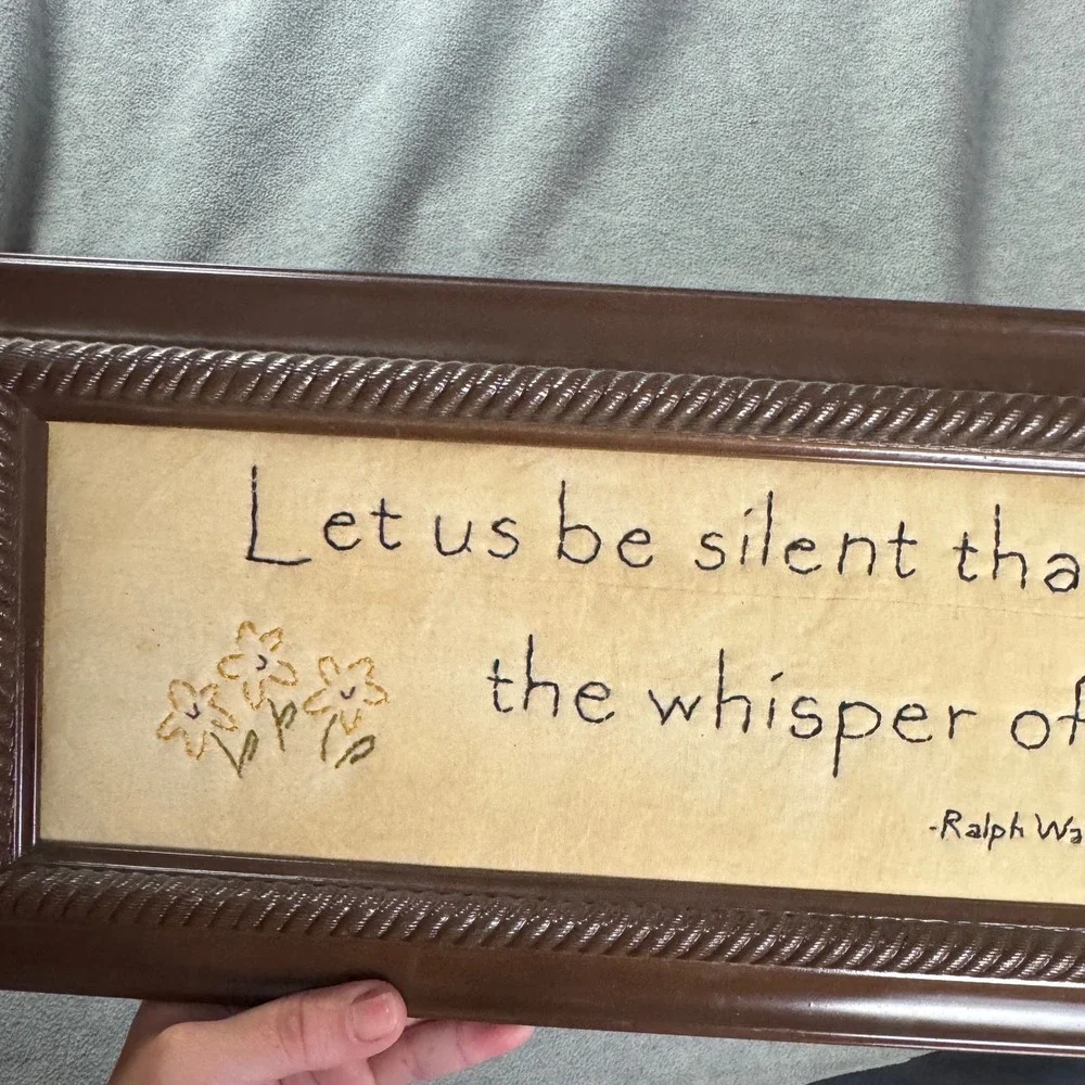Ralph Waldo Emerson Quote Embroidered Wall Art Framed Religious Decor 22x7.5